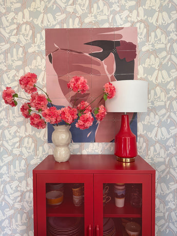 Zijden kunstbloemen boeket Kersenbloesem Koraal