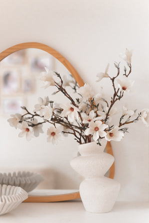 Zijden kunstbloemen boeket Magnolia wit