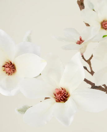 Zijden kunstbloemen boeket Magnolia wit