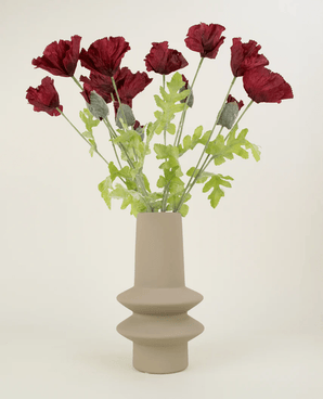 Zijden kunstbloemen boeket Poppy Bordeaux