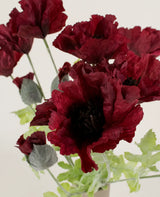 Zijden kunstbloemen boeket Poppy Bordeaux