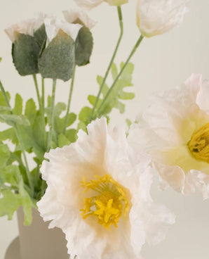 Zijden kunstbloemen boeket Poppy Creme