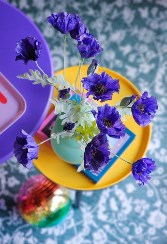 Zijden kunstbloemen boeket Poppy Paars