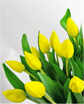 Zijden kunstboeket Tulpen in vaas Geel