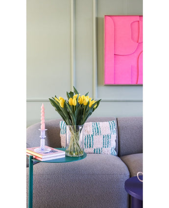 Zijden kunstboeket Tulpen in vaas Geel