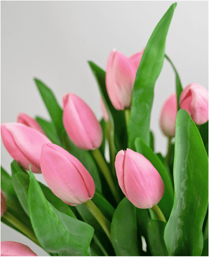 Zijden kunstboeket Tulpen in vaas Roze