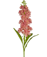 Een enkele Kunstbloem Violier 78 cm roze met roze bloemen en groene bladeren, geïsoleerd op een witte achtergrond.